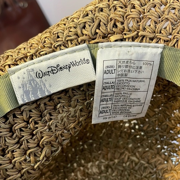 Walt Disney World Straw Hat Adult size with Mickey Head fabric band around hat - Picture 5 of 15